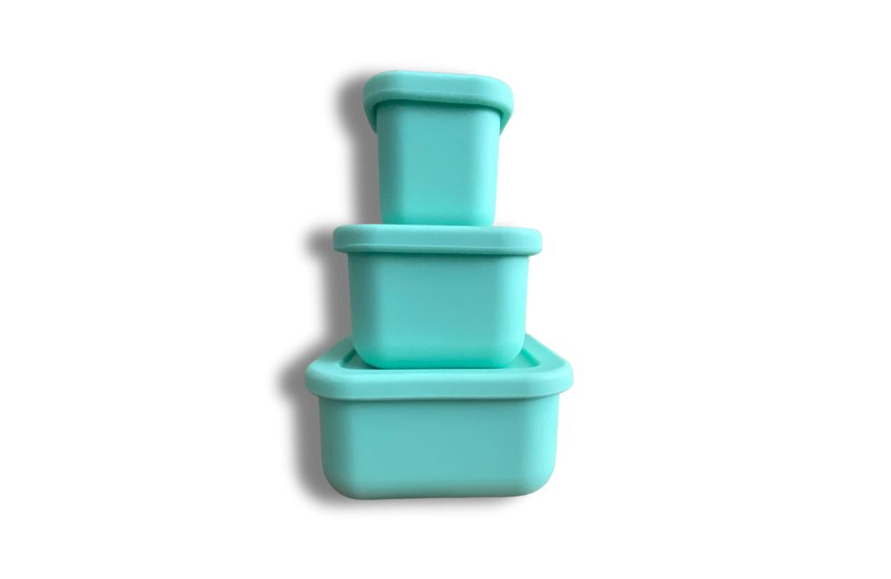 Silicone Snack Container Set of 3 - Aqua