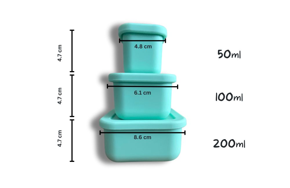 Silicone Snack Container Set of 3 - Aqua