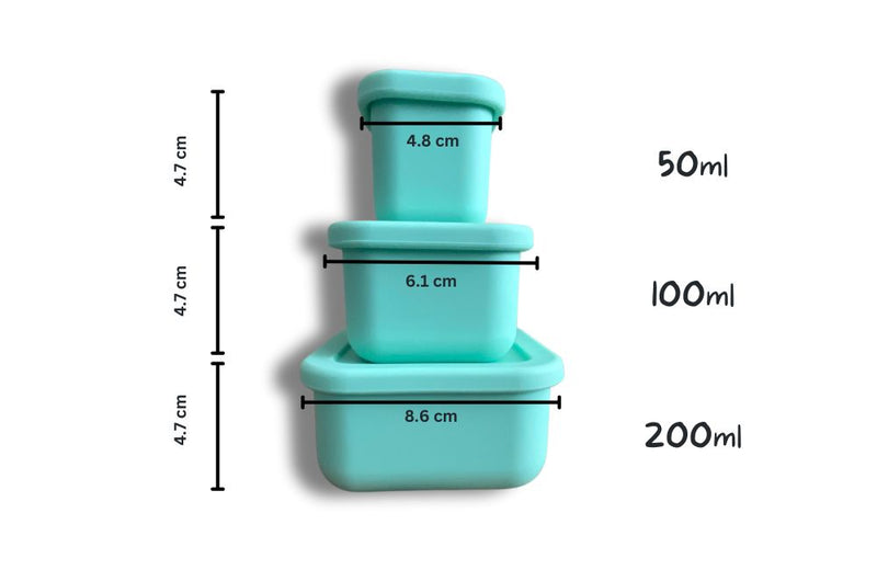 Silicone Snack Container Set of 3 - Aqua