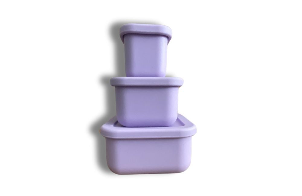 Silicone Snack Container Set of 3 - Pastel Lilac