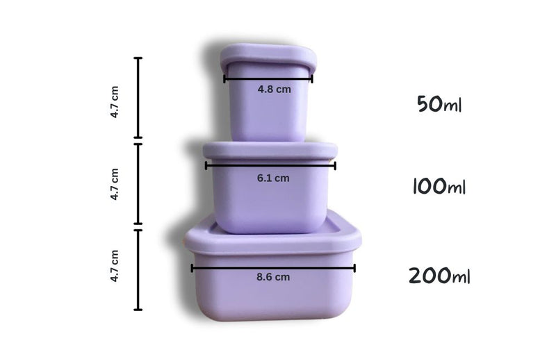Silicone Snack Container Set of 3 - Pastel Lilac