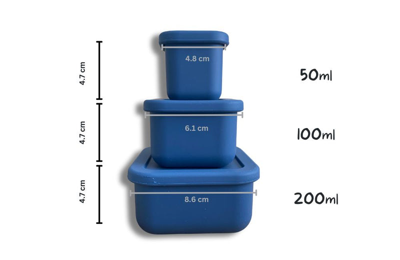 Silicone Snack Container Set of 3 - Navy