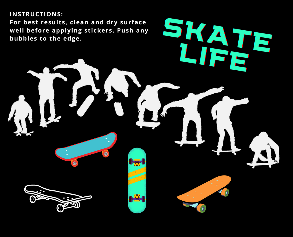 Skate Life - Lunchbox UV coated waterproof sticker sheet