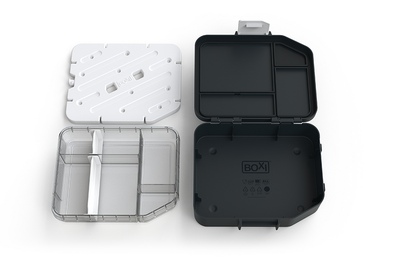Boxi Cool Lunchbox Almost Black Flat Lay
